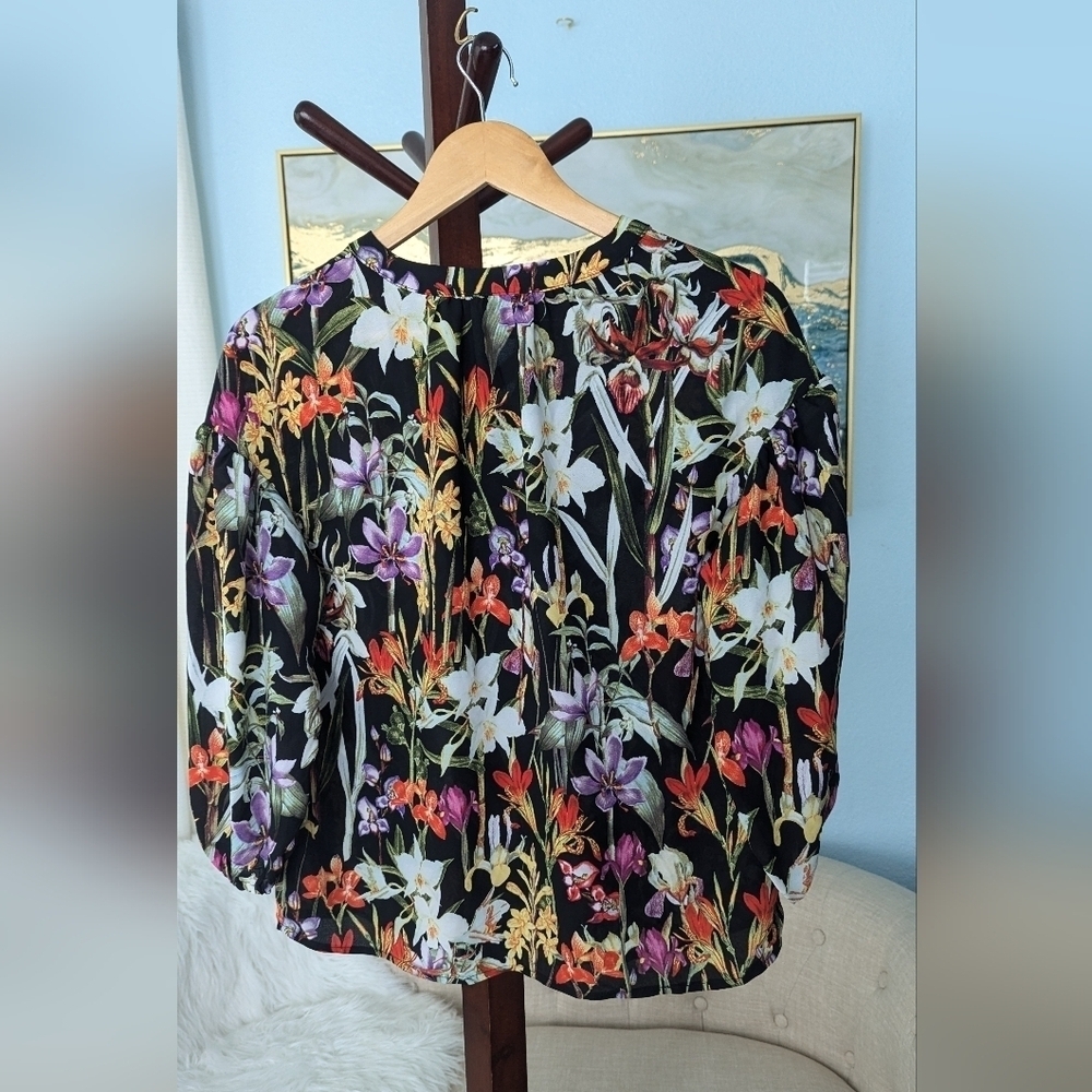 NWT Catherine Malandrino Women’s Multicolor Floral Blouse Sz XS - Picture 2 of 13